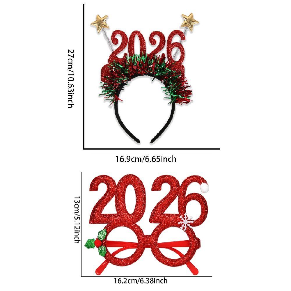 Pailletten 2026 Frohes Neues Jahr Stirnband Süßer Stern Weihnachtskopfschmuck Niedlich Kreativ Neujahr Dekorative Brille Foto-Requisite