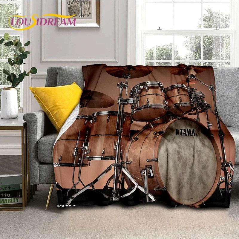 Style Music Instrument Drum Kit Throw Blanket Soft Cozy Blanket for Home Bedroom Bed Sofa Travel Child Gift