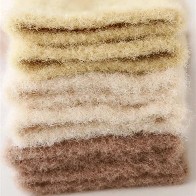 Podzim Zima Nové Dětské Ponožky Zesílený Samet Froté Novorozený Chlapec Dívka Teplé Podkolenky Jednobarevné Pletené Kojenecké Dětské Středně Vysoké Ponožky