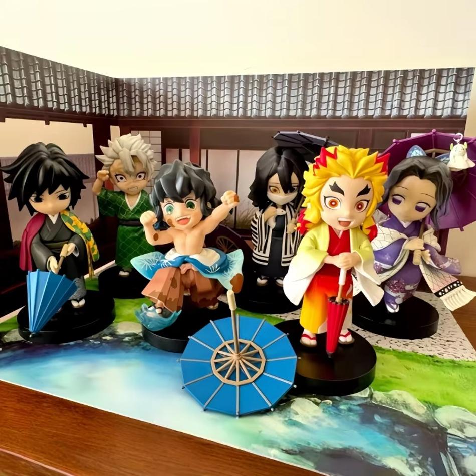 Hot Demon Slayer New Character Peripheral Plum Rain Series B Figure Car Model Ornaments Collectibles Christmas Gifts