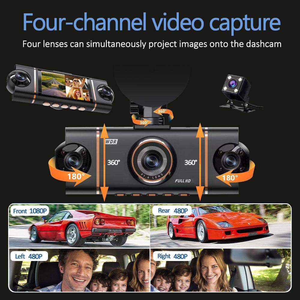 4-Channel 360 Degree Dash Cam For Cars WIFI APP Car DVR 1080P 4 Camera Lens Video Driver Recorder Rear View Camera for Vechile