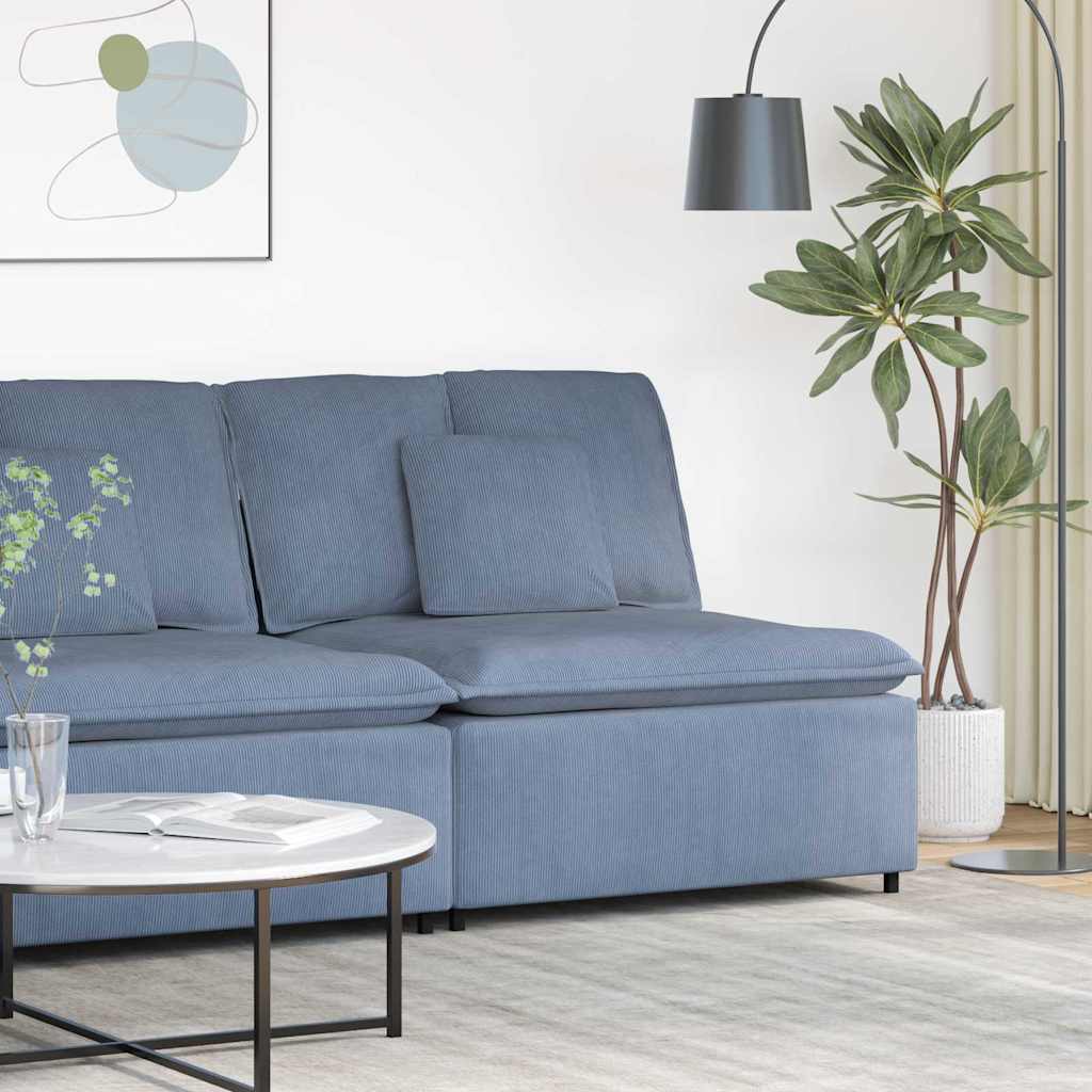 Modular Sofa Center Module with Cushions Blue 100 Cm