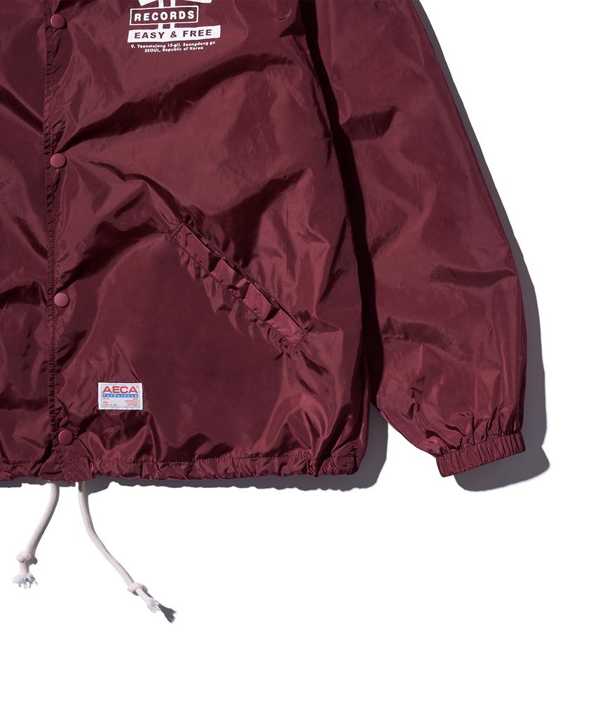 Aeca Aeca Record Shop Nylon Coach Jacket-Burgundy