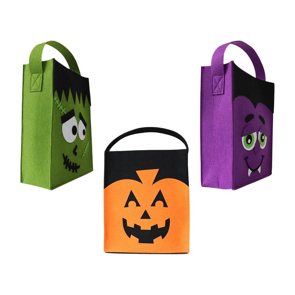 Halloween Trick or Treat Bag Felt Tote Bag Reusable Portable Gift Bag for Kids