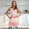 Elegant Princess Apron Stain-Resistant Floral Apron with Adjustable Straps & Pockets Breathable Cooking Gardening Bib Apron for Women