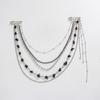 Exaggerated Clothing Tie Pin Alloy Bead Fixed Ornament New Tassel Chain Brooch  Men