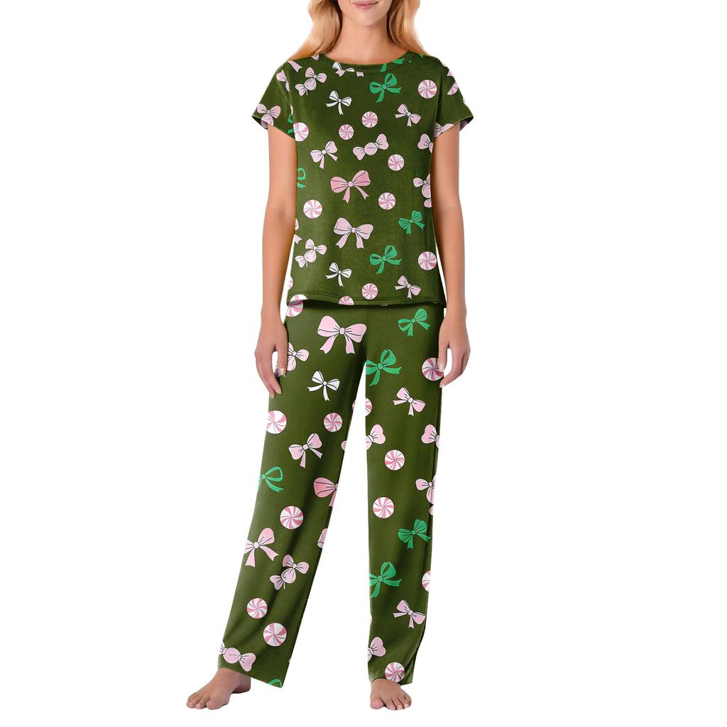 Women's Valentine's Day Butterfly Print Short,Sleeve Pajama Set