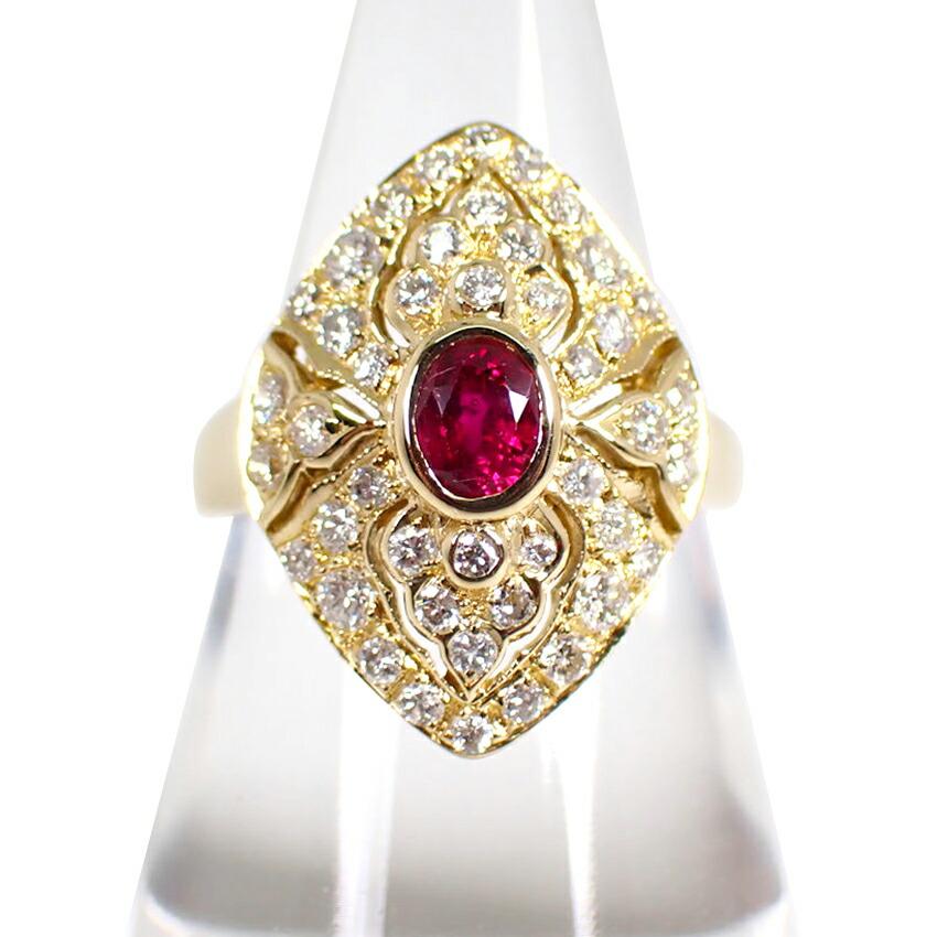 

[Б/У] K18 Ruby/0.47ct Діамант/0.84ct Кільце №. 10 [g351-24]