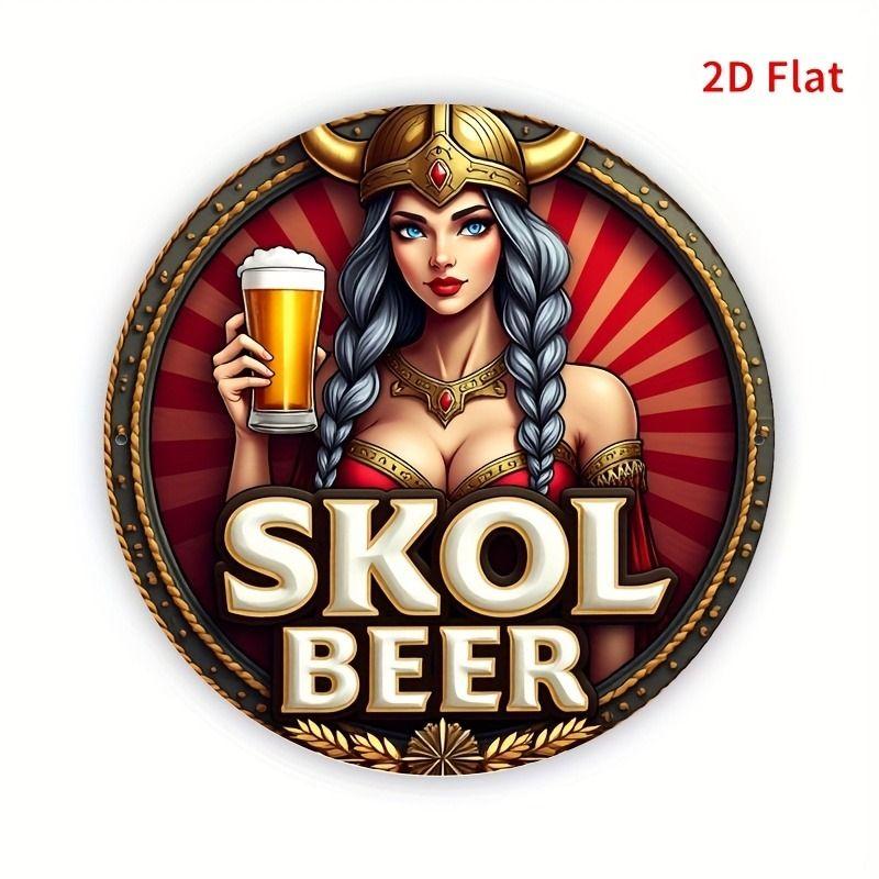 Retro Girl Tin Metal Logo Round Painting for Bar Restaurant
