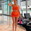 2 Piece Set  Skirt and Off Shoulder Bodysuit Top Orange Sexy Club Outfits Bodycon Dresses for Women Skirts Suits