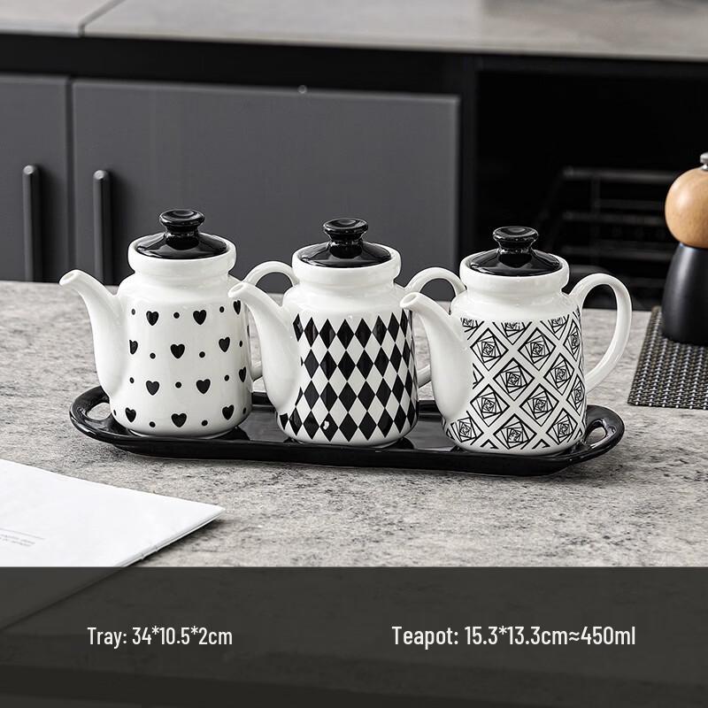 Керамический набор баночек для специй и поднос из Китая