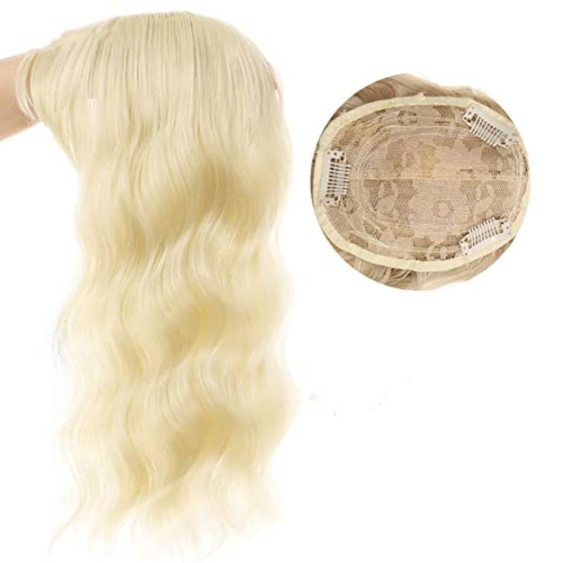 Body Wavy/Curly Hair Topper With Air Bangs For Women,Synthetic Hairpiece Clip in Hair Extension Add Volume Wig for Covering White Hair Hair Loss