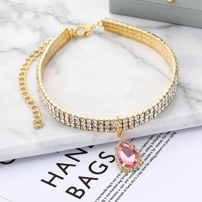 Pet Collar Sparkling Rhinestone Pet Necklace Adjustable Stylish Pendant Jewelry Cats Dogs Necklace Pet Supply