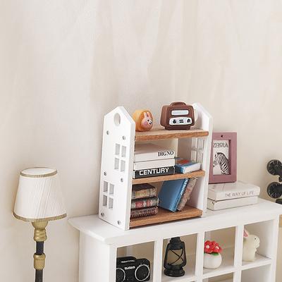 1:12 Dollhouse Miniature Bookshelf Three-Tier Storage Rack Display Stand Furniture Model Decor Toy Doll House Accessories