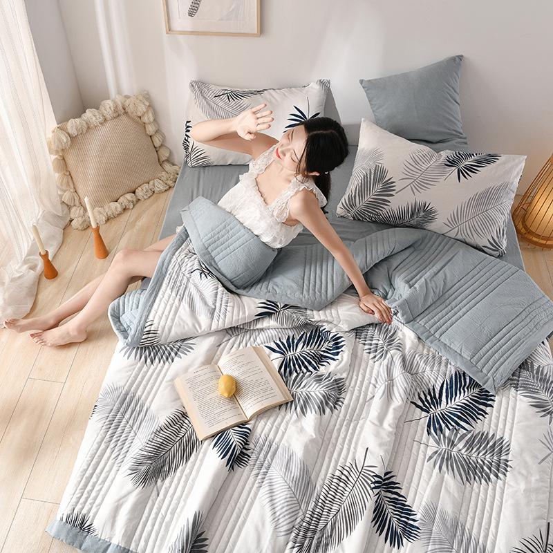 Machine Washable Summer Quilt Single Double Kids Adult Air Condition Thin Blanket Washed Cotton Patchwork Comforter