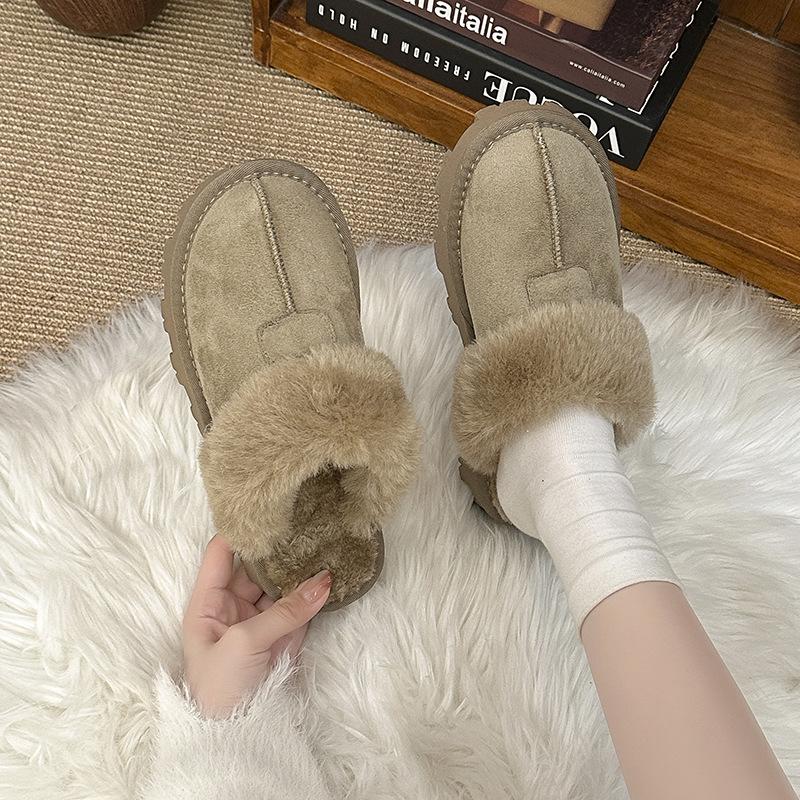 2025 new Qian Songyi with the same fur integrated slippers women's outer wear bag head hair mop warm home fluff mop