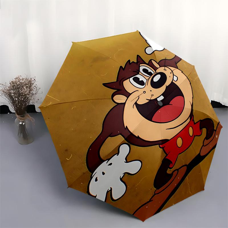 Tazmanian Devil Umbrella: Automatic Opening & Closing, Portable 3 Fold Design with 8 Bone Iron Frame Perfect Gift for Fans and Travelers0136