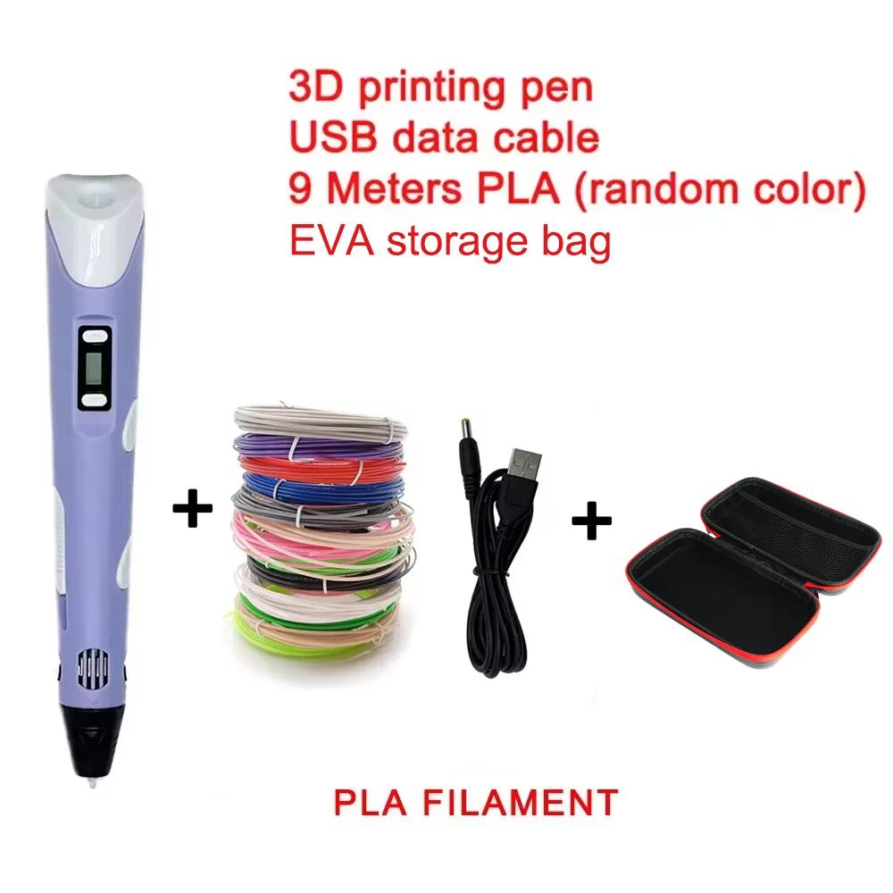 Electronic 3D Printing Pen With 9M Pla Consumables High-Temperature 3D Graffiti Tool Intelligent Toy Christmas Birthday Gift