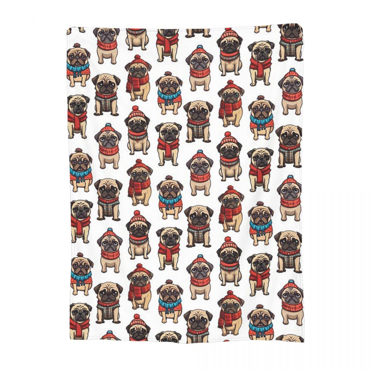 

Dog Sherpa Cute Pug Dog Animal Theme Blankets Flannel Throw Blanket Lightweight Throw Blankets for Bedding Throws Bedspread 80x120cm