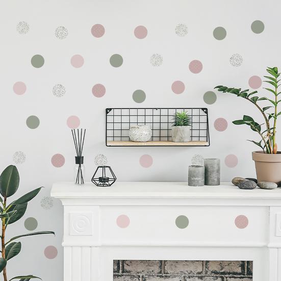 6Pcs Colorful Polka Dots Wall Stickers, Self-Adhesive Vinyl Decals, Removable Peel And Stick Wall Decals for Bedroom Living Room Kids Room
