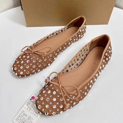 Luxus Kristall Damen Ballerinas Glänzendes Netz Leicht Atmungsaktiv Bequem Zum Draußen Gehen Herbstschuhe für Damen
