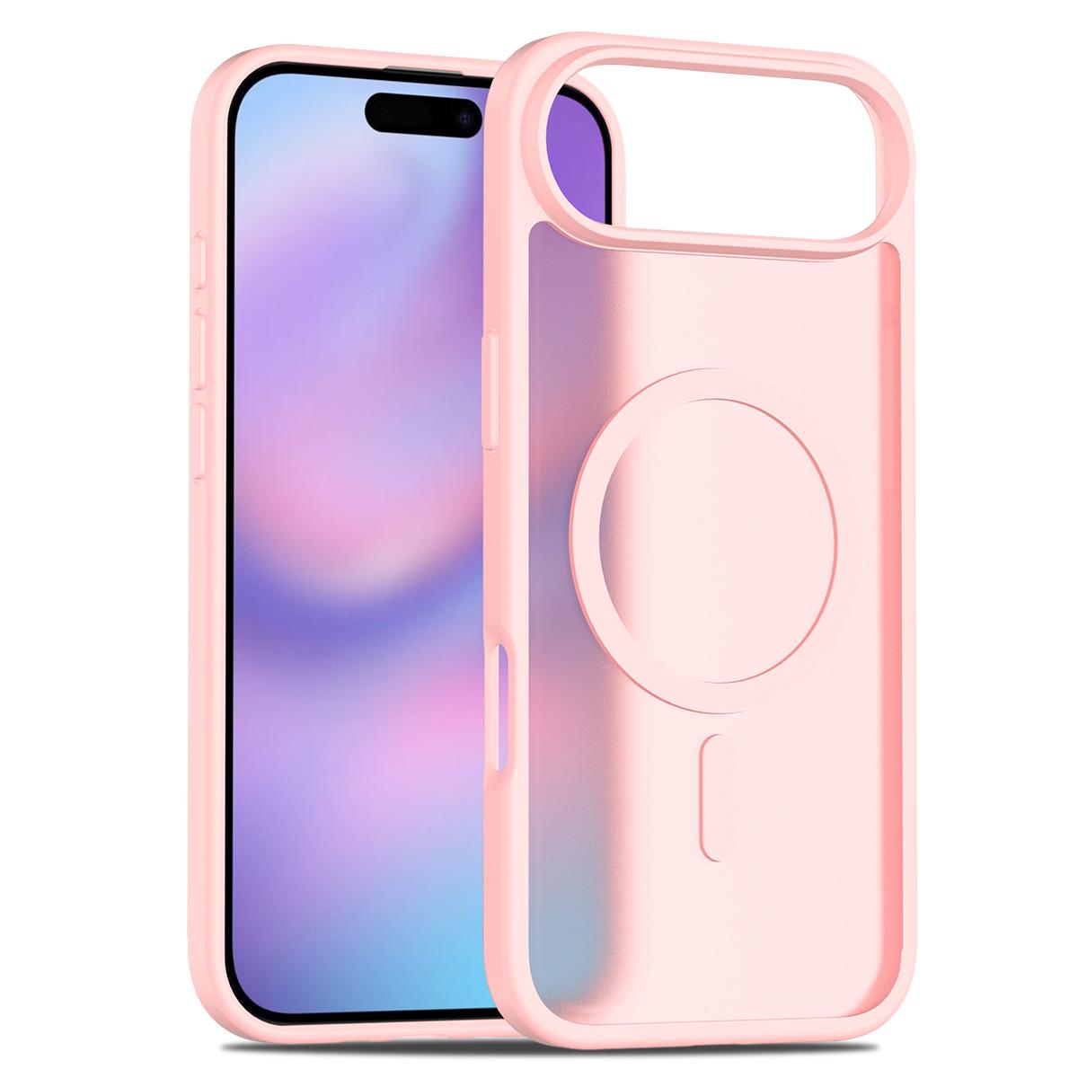 

For iPhone 17 Air Case Compatible with MagSafe TPU Frame Acrylic Back Phone Cover Skin Touch Pink