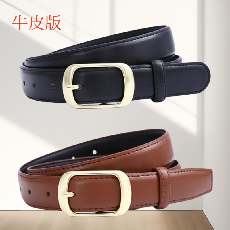Style Chic Korean Womens Leather Belt With Eyecatching Golden Design Buckle