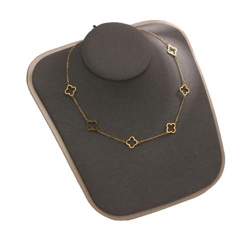 18K Gold Four-Leaf Clover Necklace: Elegant, Non-Fading, Versatile Design for Women