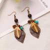 Bohemian Leaf Earrings & Necklace Set - Ethnic Long Sweater Chain Jewelry for Women