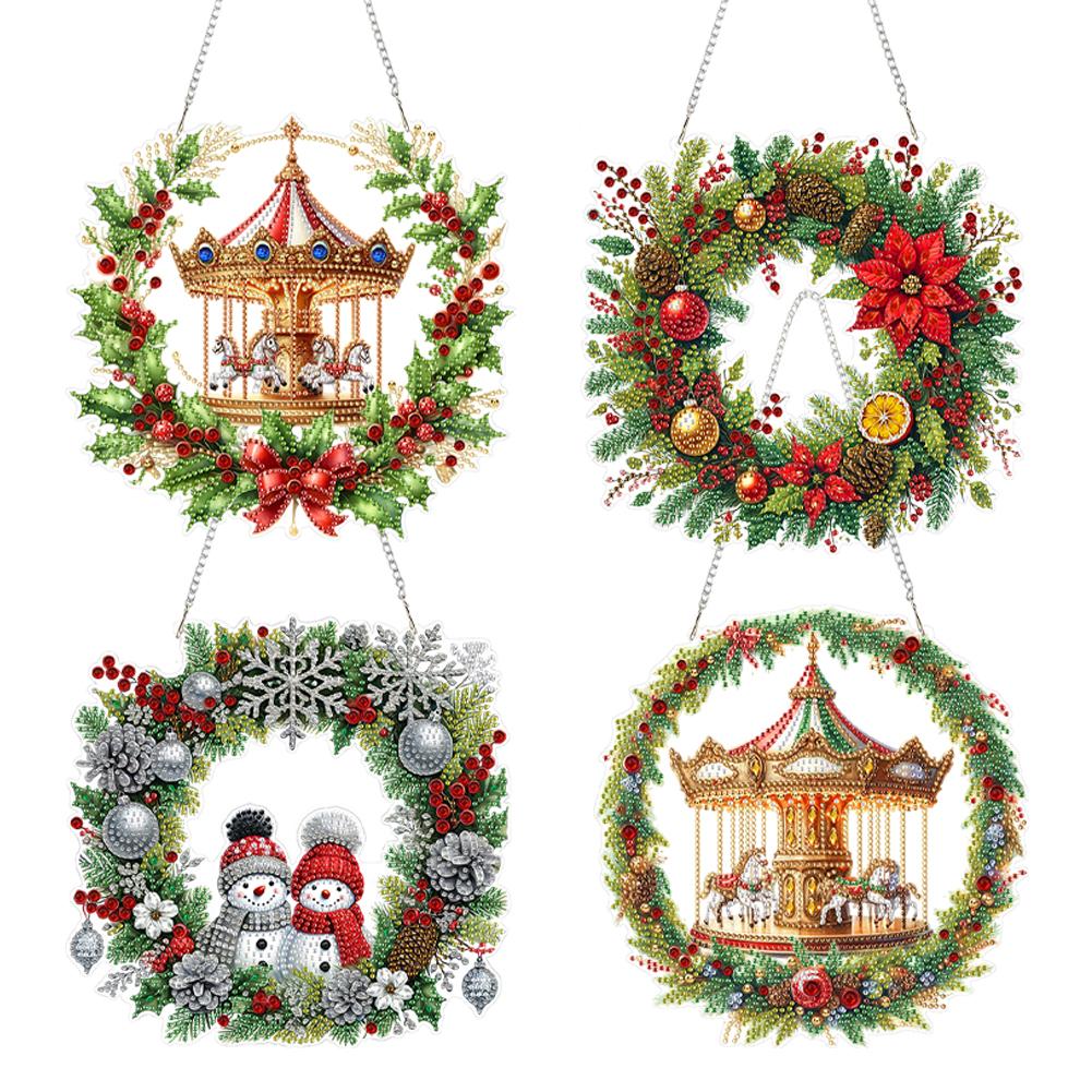 2D Flat Acrylic DIY Hanging Diamond Art Kits Special Shape Rhinestone Diamond Art Window Pendants DIY Home Decor Hanging Charm