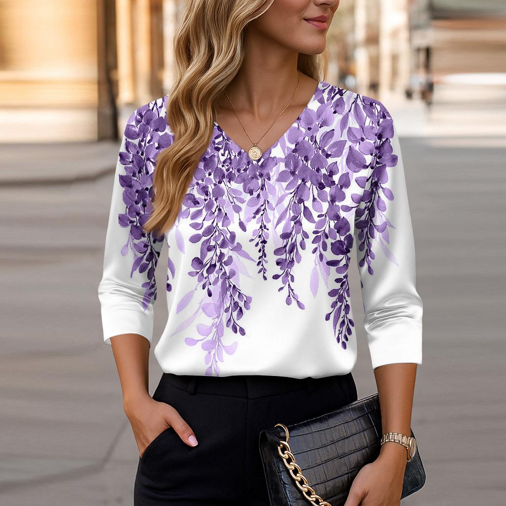 Blouse For Women Dressy 3/4 Long Sleeve Shirts Business Casual Outfit Tops