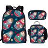 Classic Popular Novelty Funny Russian Dolls 3D Print 3pcs/Set Pupil School Bags Laptop Daypack Backpack Lunch Bag Pencil Case
