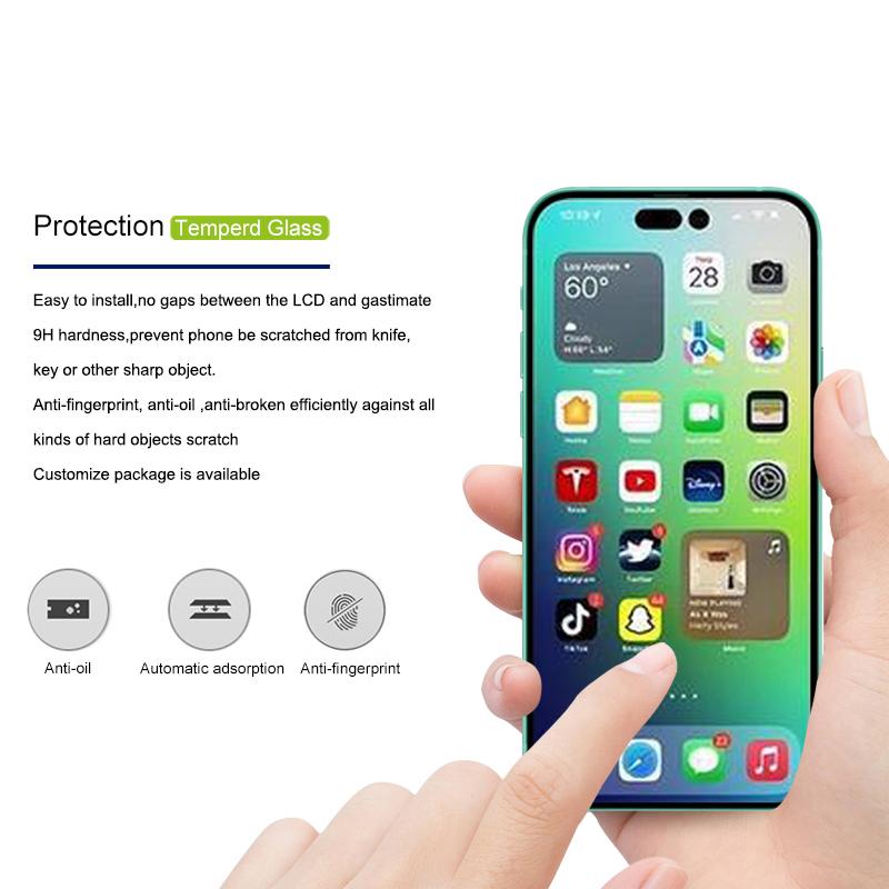 

MOCOLO for iPhone 14 Pro 6.1 inch Anti-explosion Anti-wear 3D Curved Edges Screen Protector Full Covering HD Tempered Glass Film Full Glue Black