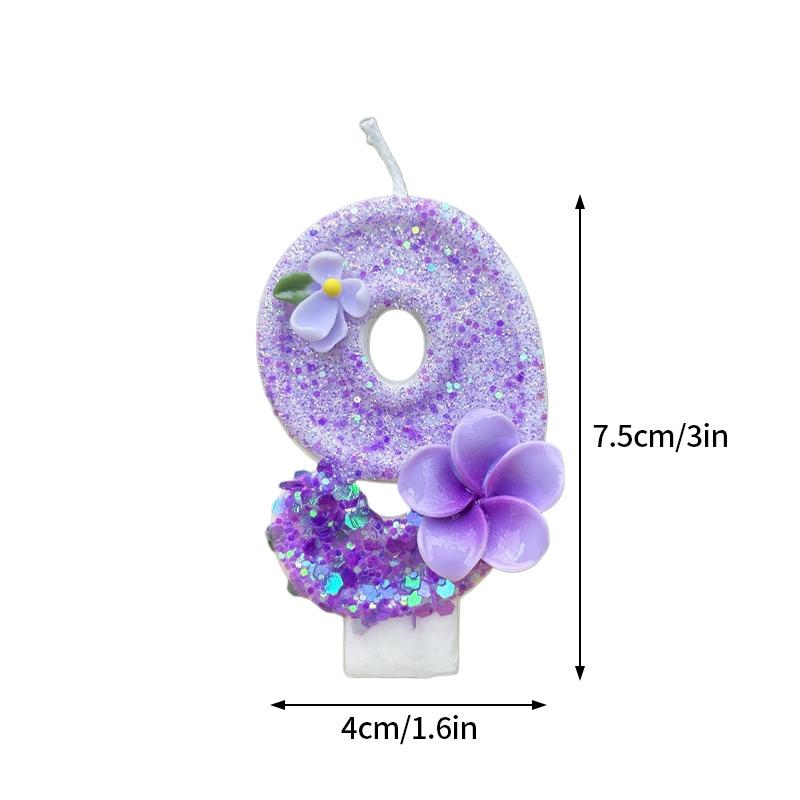Fairy Birthday Number Candles Purple Pink Digital Candle 0-9 Number Cake Topper Girls Birthday Party Cake Decoration Supplies