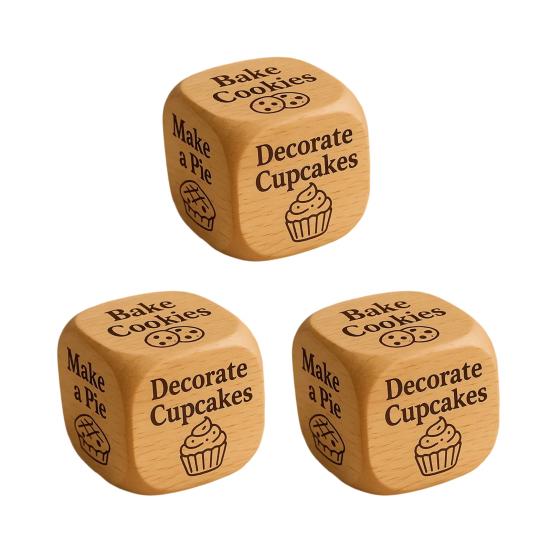 1/2/3/5/6/8Pcs Wooden Quilter Dice with 6 Engraved Quilting Tasks Solid Wood Quilting Embroidery Knitting Projects Baking Drinking Decision Dice Tools