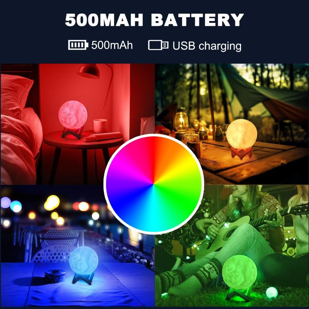 Upgraded Moon Lamp with 16 Colors, Moonlight Gift, Remote and Touch Control Night Light, 4.8-inch Diameter (1 piece)