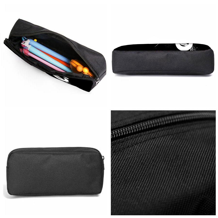 Black Football Star CR7 Pattern Pencil Bag with Zipper Canvas Fabric Stationery Organizer for Schools and Offices