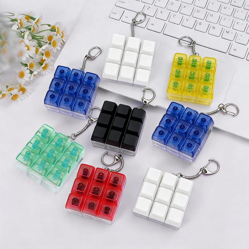 Hot 9 Keys Mechanical Keyboard Axis Tester Finger Keyboards Key Toy Stress Relief Fidget Button Toys Keycap Keychain Gift