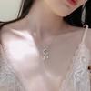 Moon-Shaped Flower Branches With Diamonds Water Droplets Fringed Necklace Ins Niche Design Sweet Temperament Collarbone Chain