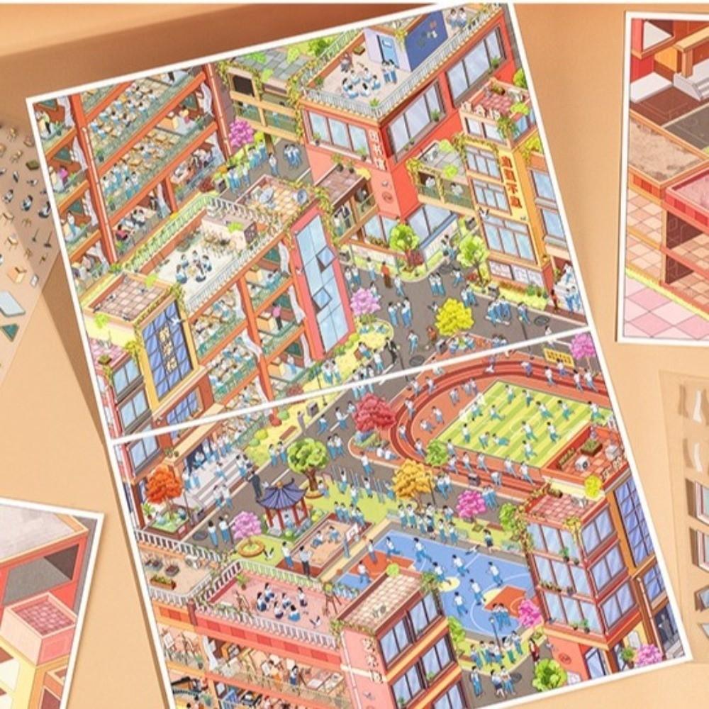 Decorative 3D Scene Stickers DIY Crafting Miniature Scene Stickers Layered Stickers Stress Relief
