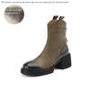 Fashion 2024 Winter Genuine Leather Women Boots Round Toe Chunk Heel Platform Shoes Solid Chelsea Boots Casual Women Shoes Green Boots