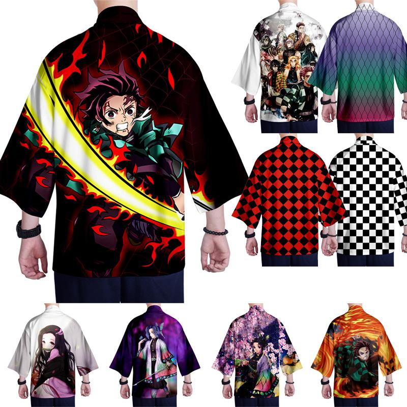 Demon Anime Slayer Kimetsu No Yaiba Cosplay Loose Haori Kimono Robes Coat Tops