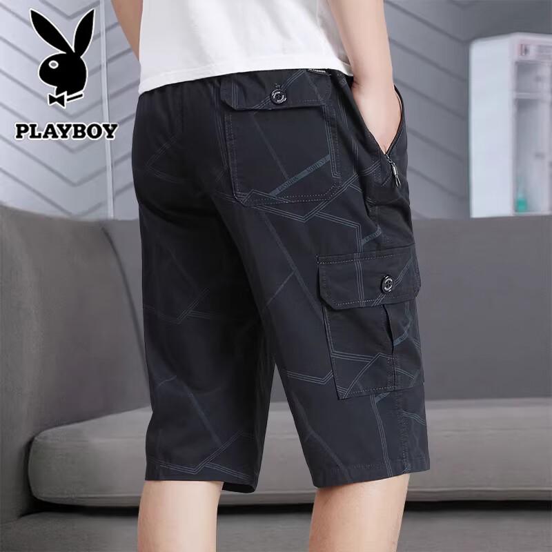 PLAYBOY Men s Summer Multi-Pocket Cargo Shorts 3XL