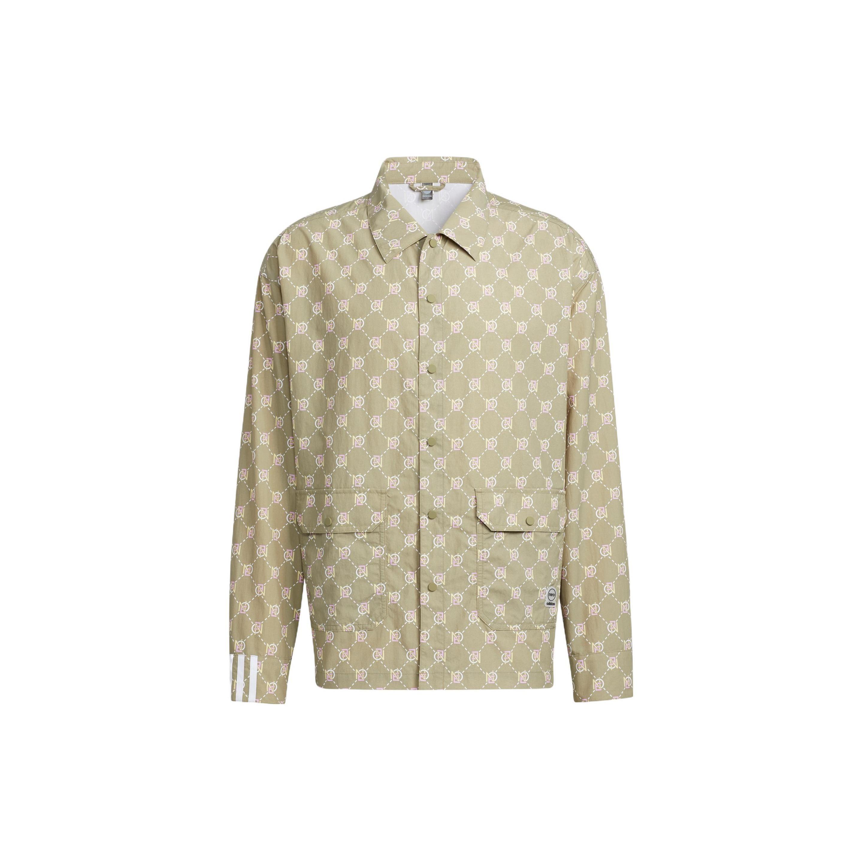 Men s adidas neo Full Print Lapel Jacket Autumn Brown HM2039 XL