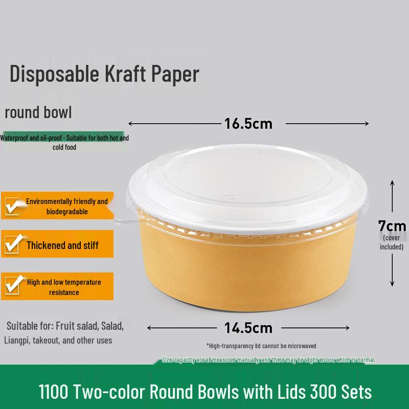 

Homeglen Disposable Kraft Paper Salad Bowl with Lid