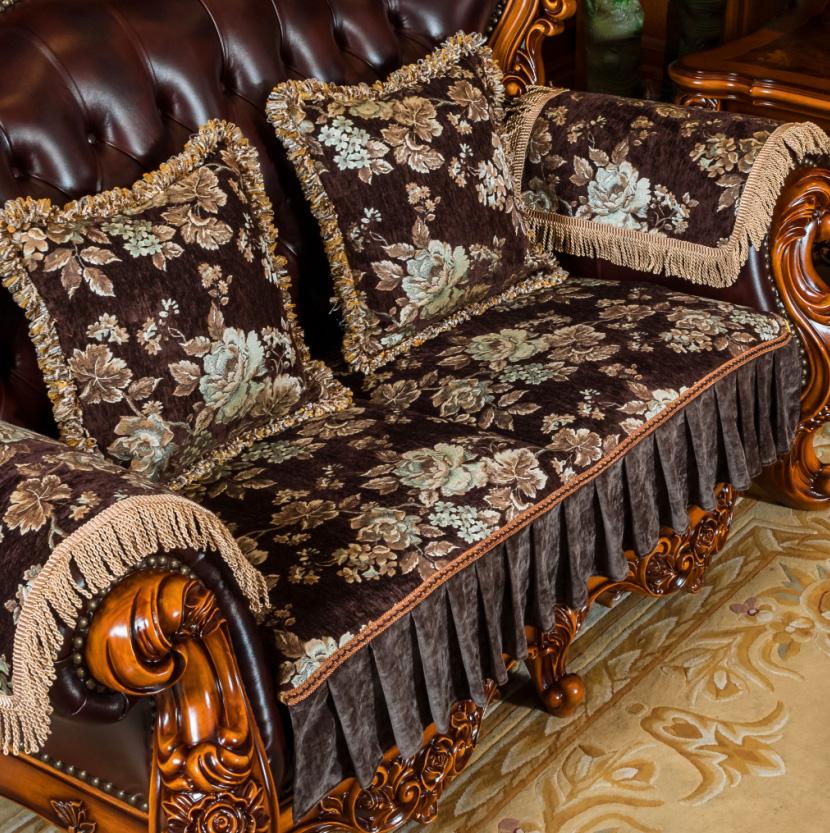 Jacquard Stoff Sofabezug Europäischer Luxus Rutschfeste Sofakissen Wohnzimmer 2- und 3-Sitzer Sofabezüge Heimdekoration Überwurf