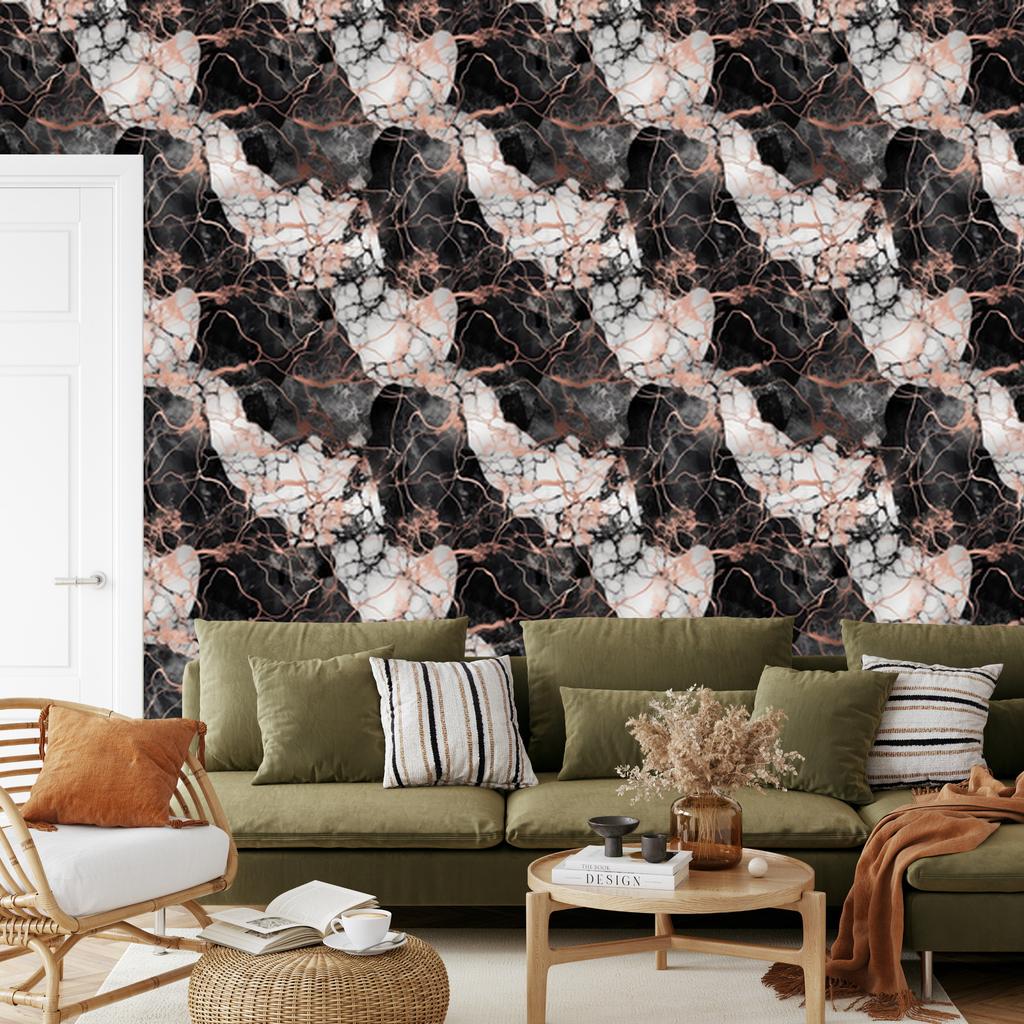 Graphite and Burgundy Marble Wallpaper for Living Room and Bedroom 50x1000