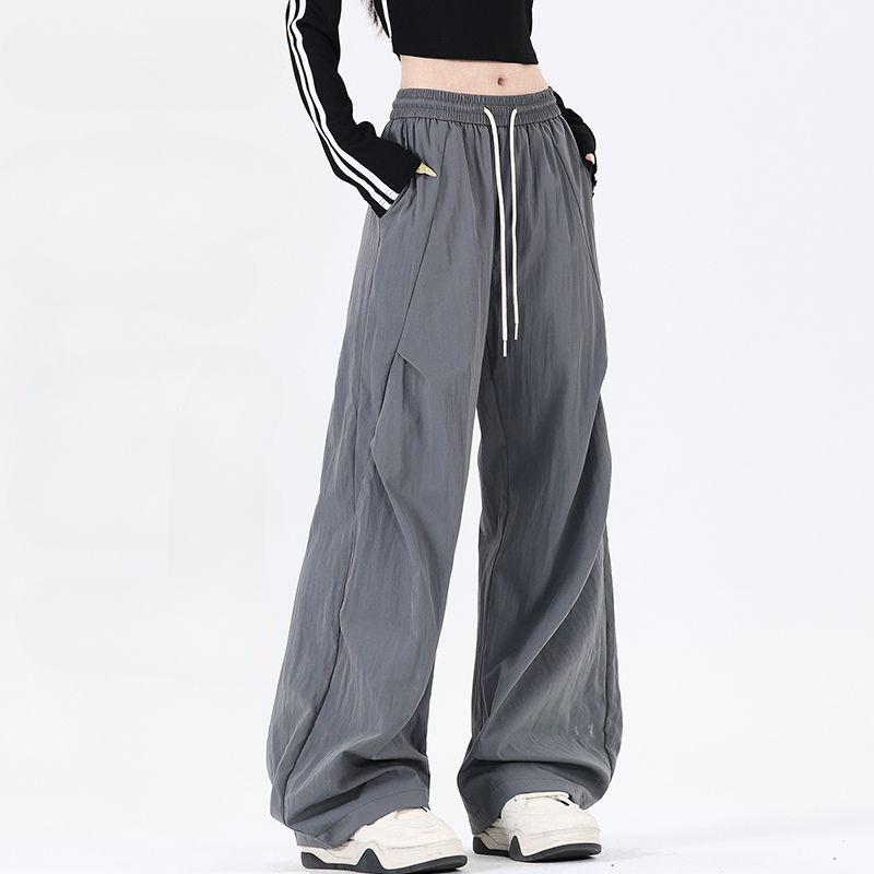 Outdoor Sports Women Ice Silk Pants Summer Stretchy Breathable Wide Leg Casual Trousers Couple Style