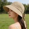With Bow Women Sun Hat Ribbon Peaked Cap Fashion Wide Brim Bucket Hat  Fishing