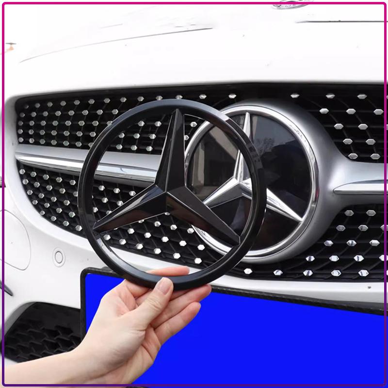 1pcs 188mm 210mm ABS Car Front Grille Badge Decal Cover Emblem For Mercedes Benz A/B/C/E Class CLK CLS GLS GLC GLA CLA GLE GLK
